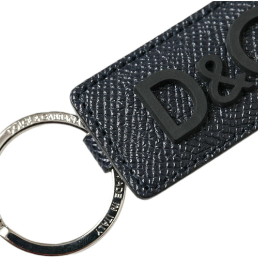 Dolce & Gabbana Elegant Leather Keychain in Black & Silver Dolce & Gabbana Dark Slate Gray