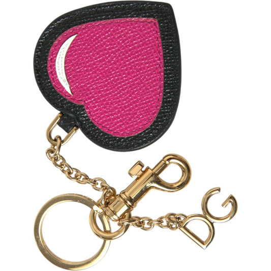 Dolce & Gabbana Stunning Gold and Pink Leather Keychain Dolce & Gabbana Maroon