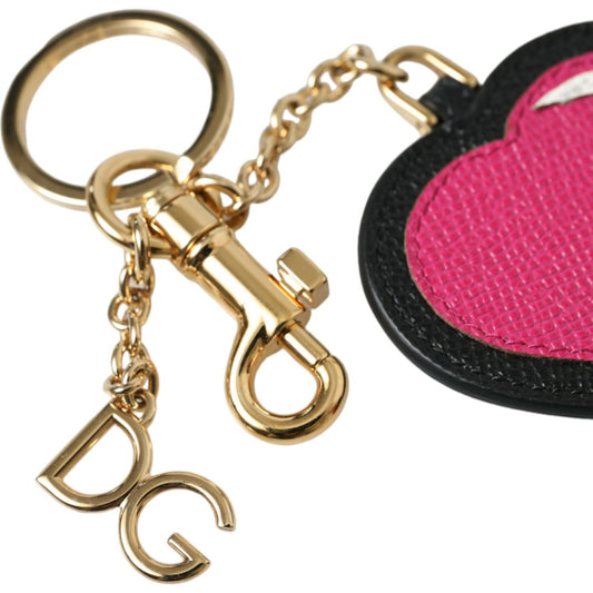 Dolce & Gabbana Stunning Gold and Pink Leather Keychain Dolce & Gabbana Maroon