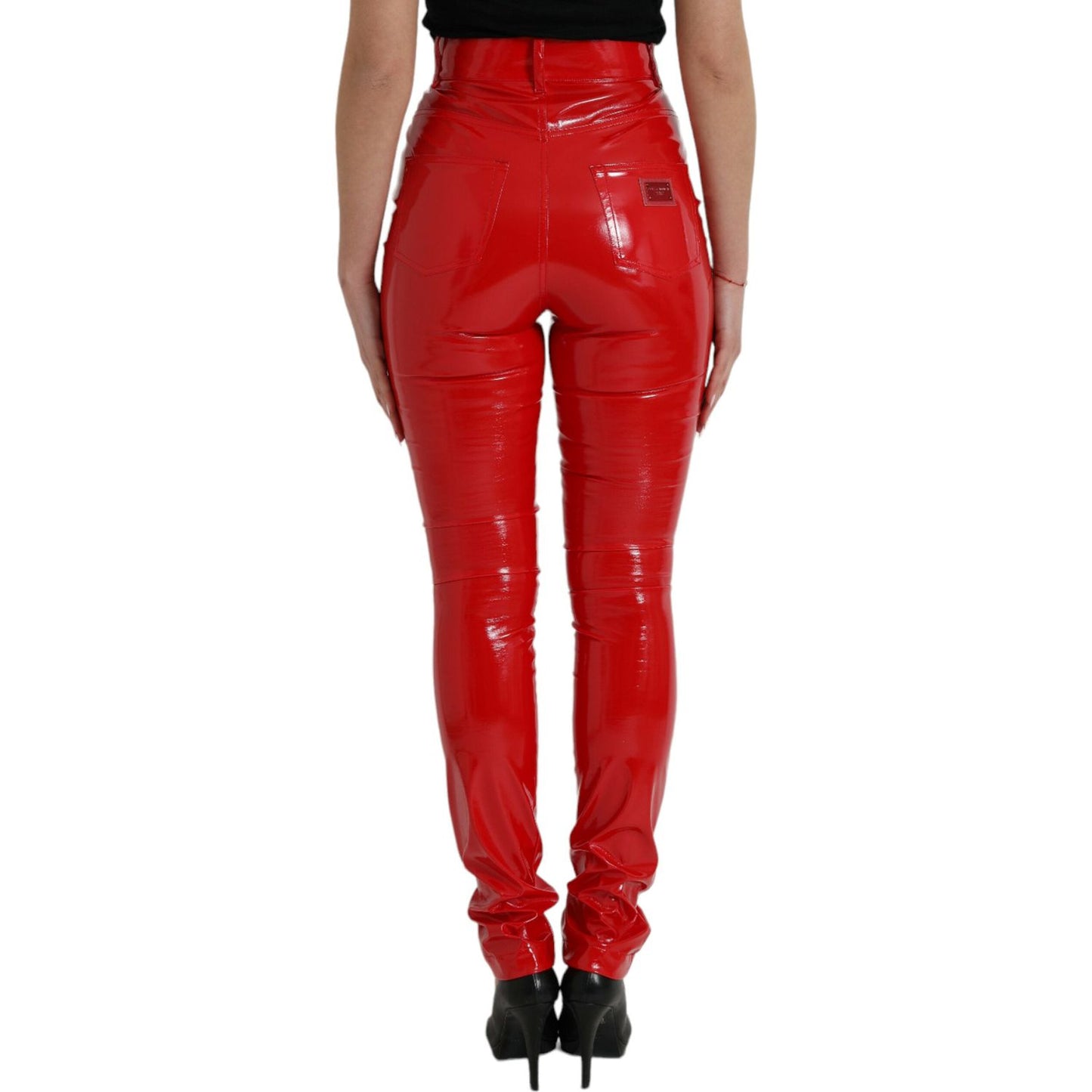 Dolce & Gabbana Shiny Red High Waist Skinny Pants PAN75094-40