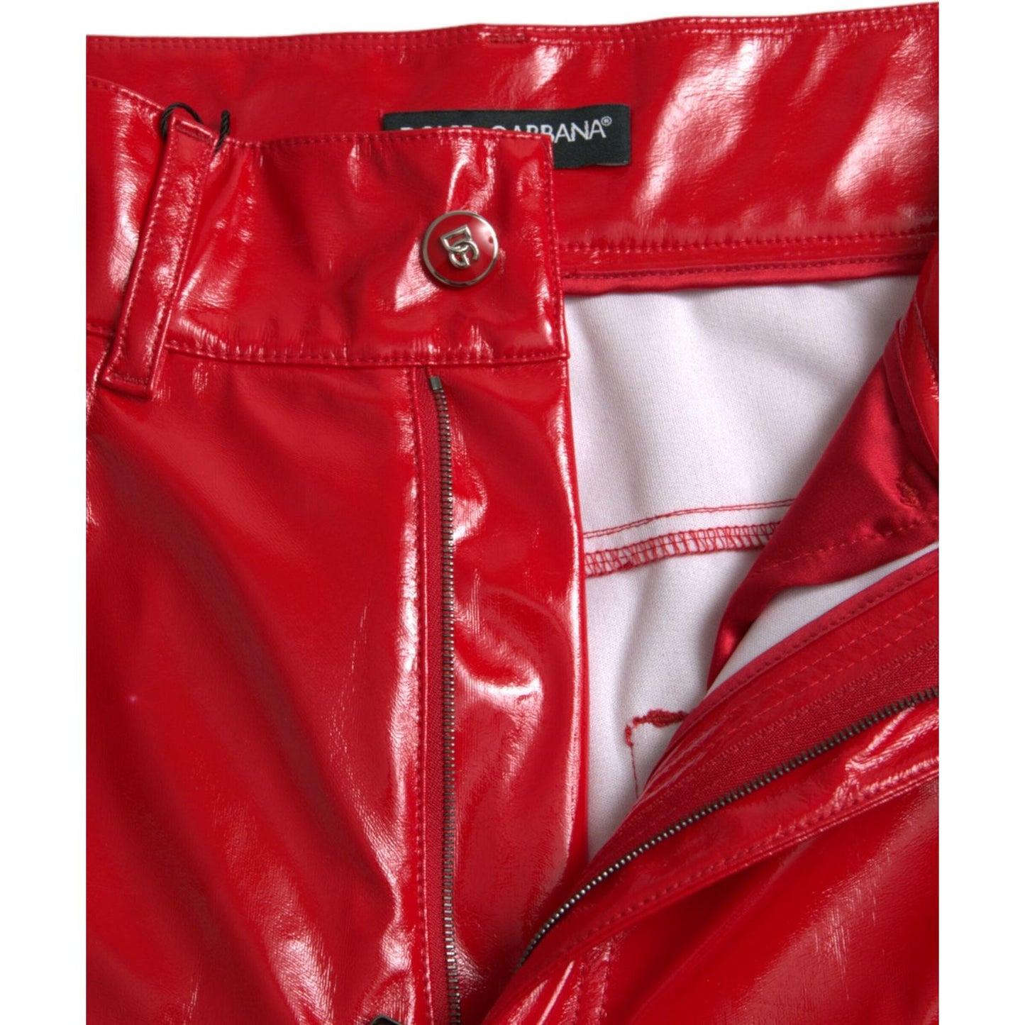 Dolce & Gabbana Shiny Red High Waist Skinny Pants PAN75094-40