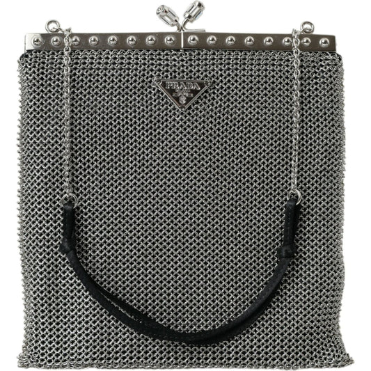 Prada Elegant Silver Mesh Shoulder Evening Bag Prada Dark Slate Gray