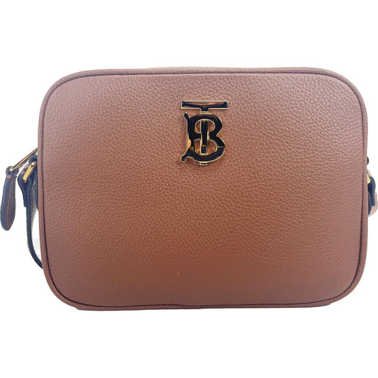 Burberry Small Leather Tan Camera Crossbody TB Logo Bag Burberry Dim Gray