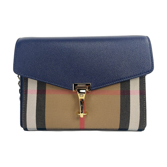Burberry Macken Small Regency Blue House Check Leather Crossbody Bag Burberry Dark Slate Gray