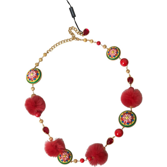 Dolce & Gabbana Gold Brass Red Fur Crystal Waist Torero Waist Belt Dolce & Gabbana Sienna