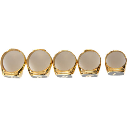 Dolce & Gabbana Gold Brass ROYAL Enamel Set of 5 Ring