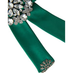 Dolce & Gabbana Green Satin Bird Crystal Women Hair Clip SMY101400