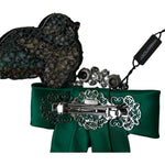 Dolce & Gabbana Green Satin Bird Crystal Women Hair Clip SMY101400