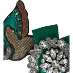 Dolce & Gabbana Green Satin Bird Crystal Women Hair Clip SMY101400