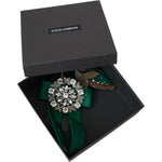 Dolce & Gabbana Green Satin Bird Crystal Women Hair Clip SMY101400