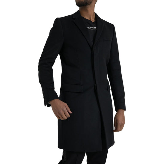 Dolce & Gabbana Black Single Breasted Trench Coat Jacket Dolce & Gabbana Black