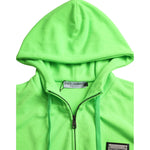 Dolce & Gabbana Neon Green Hooded Full Zip Top Sweater Dolce & Gabbana Light Green