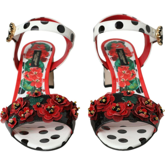 Dolce & Gabbana Multicolor Floral Crystal Leather Sandals Shoes Dolce & Gabbana Sienna