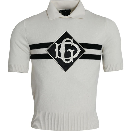 Dolce & Gabbana White DG Logo Collared Henley Shirt T-shirt Dolce & Gabbana Gray