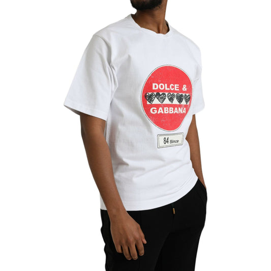 Dolce & Gabbana White Amor Heart Cotton Crewneck Short Sleeve T-shirt Dolce & Gabbana Black