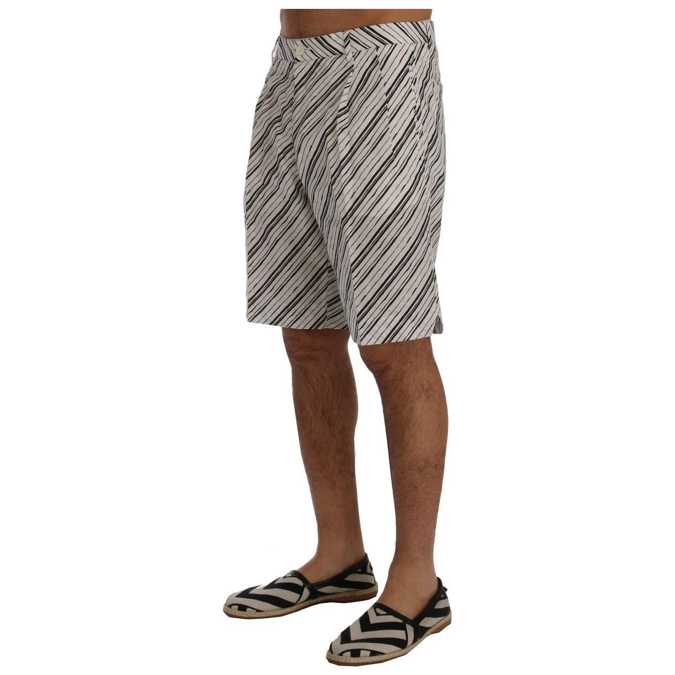 Dolce & Gabbana White Black Striped Casual Shorts
