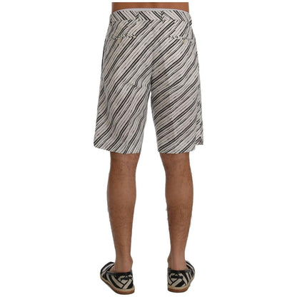 Dolce & Gabbana White Black Striped Casual Shorts