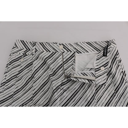 Dolce & Gabbana White Black Striped Casual Shorts