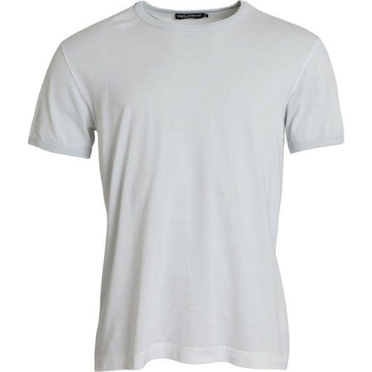 Dolce & Gabbana White Cotton Round Neck Short Sleeve T-shirt Dolce & Gabbana Light Gray