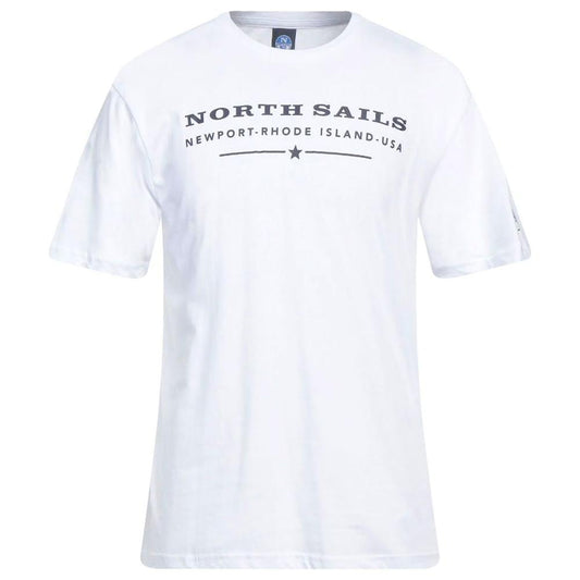 North Sails Elegant White Cotton Tee with Chest Print North Sails White Smoke