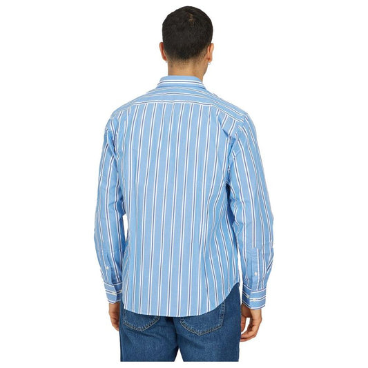 La Martina Elegant Striped Cotton Poplin Shirt La Martina Light Steel Blue