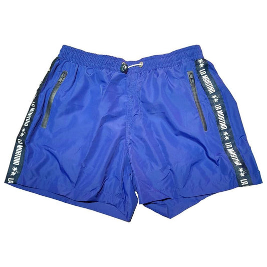 La Martina Blue Polyester Men Swim Trunk La Martina Steel Blue