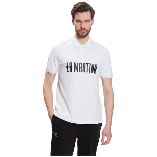 La Martina Elegant Cotton-Blend Polo with Glitter Accent La Martina Black