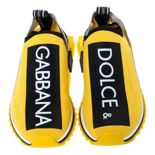Dolce & Gabbana Chic Logo-Print Stretch Sneakers in Vibrant Yellow Dolce & Gabbana Goldenrod