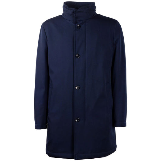 Made in Italy Blue Virgin Wool Men Jacket Made in Italy Black