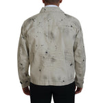 Dsquared² Off White Black Splash Print Casual Denim Jacket JKT3537-48