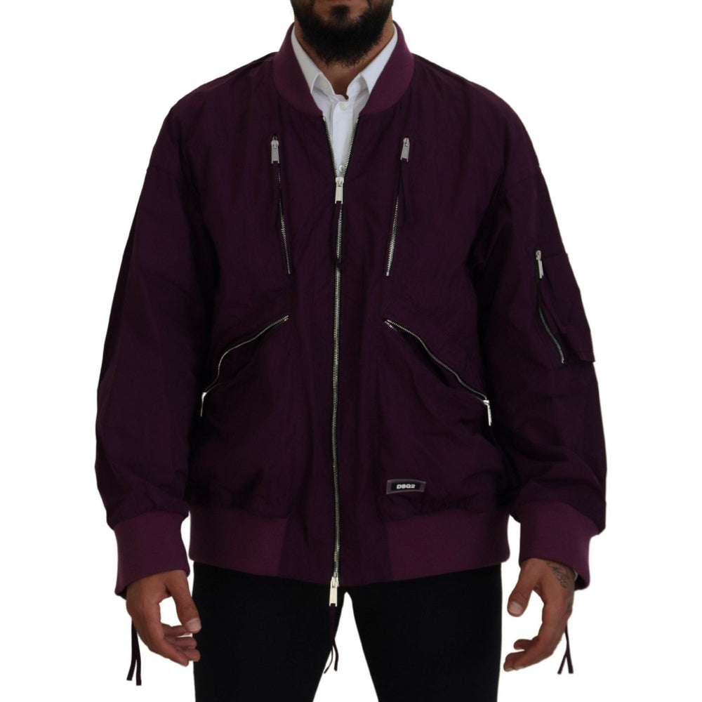 Dsquared² Purple Polyester Full Zipper Bomber Jacket JKT3540-48