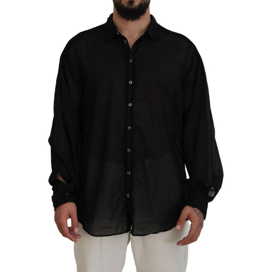 Dsquared² Black Cotton Collared Long Sleeves Formal Shirt Dsquared² Black