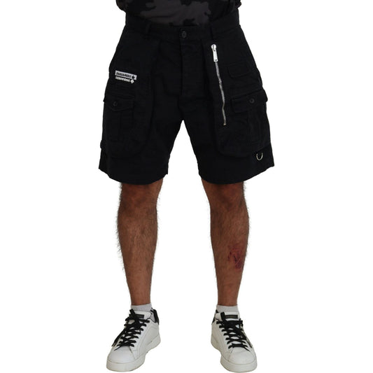 Dsquared² Black Cotton Cargo Boxer Above Knee Shorts Dsquared² Black