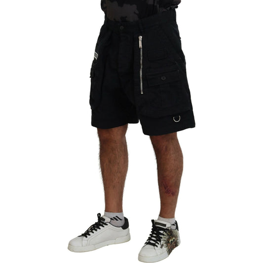 Dsquared² Black Cotton Cargo Boxer Above Knee Shorts Dsquared² Gray