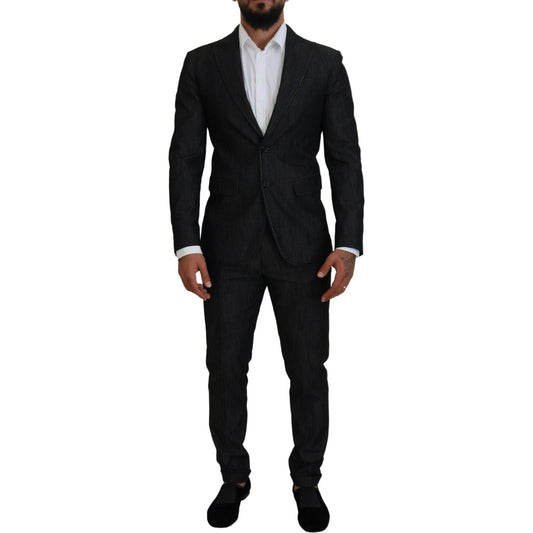 Dsquared² Black Cotton Single Breasted 2 Piece MIAMI Suit Dsquared² Black
