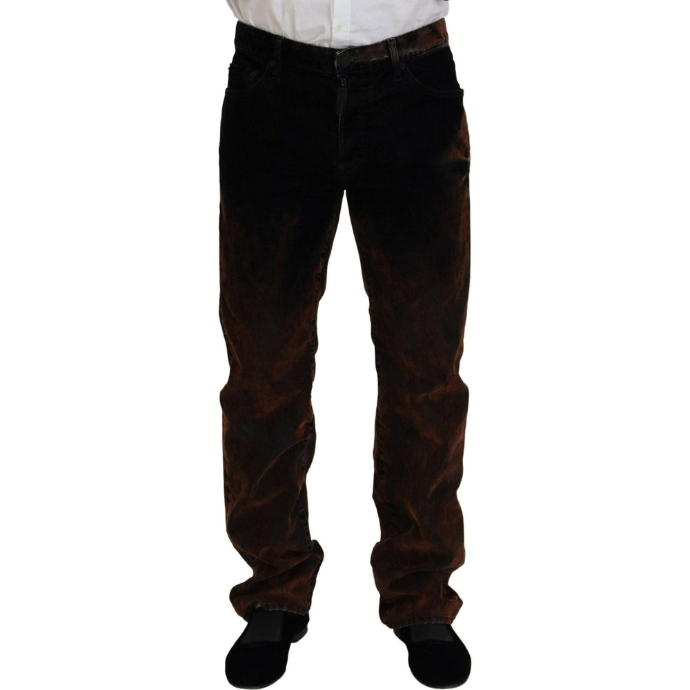 Dsquared² Brown Washed Cotton Straight Fit Casual Denim Jeans PAN74442-48