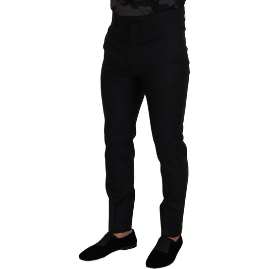 Dsquared² Back Virgin Wool Slim Fit Men Formal Pants Dsquared² Black