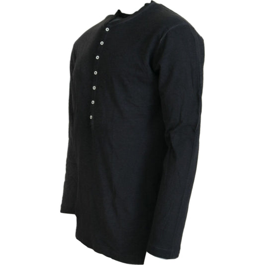 Dsquared² Black Cotton Linen Long Sleeves Pullover Sweater Dsquared² Black