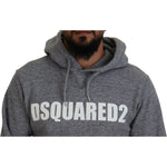 Dsquared² Gray Cotton Hooded Logo Print Men Pullover Sweater Dsquared² Dim Gray