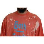Dsquared² Orange Printed Long Sleeves Pullover Sweater Dsquared² Sienna