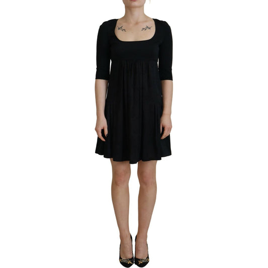 Dsquared² Black Acetate Short Sleeves A-line Sheath Dress Dsquared² Rosy Brown