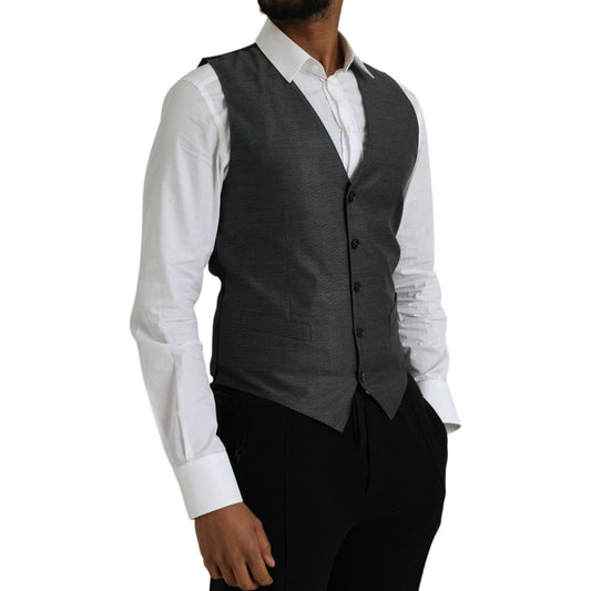 Dolce & Gabbana Gray Wool Formal Dress Waistcoat Vest Dolce & Gabbana Gray