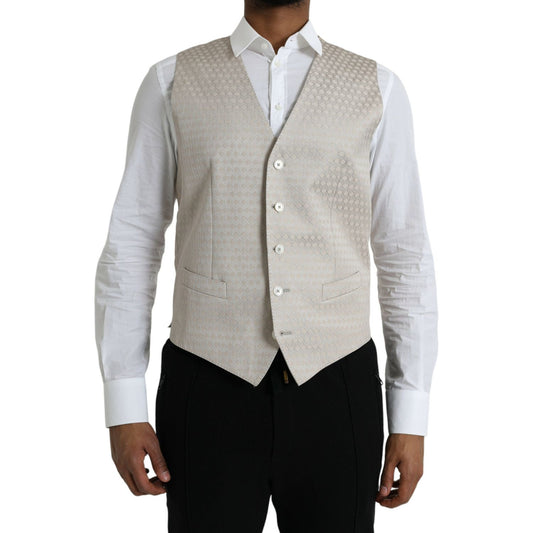 Dolce & Gabbana Off White Cotton Waistcoat Dress Formal Vest TSH851977-48