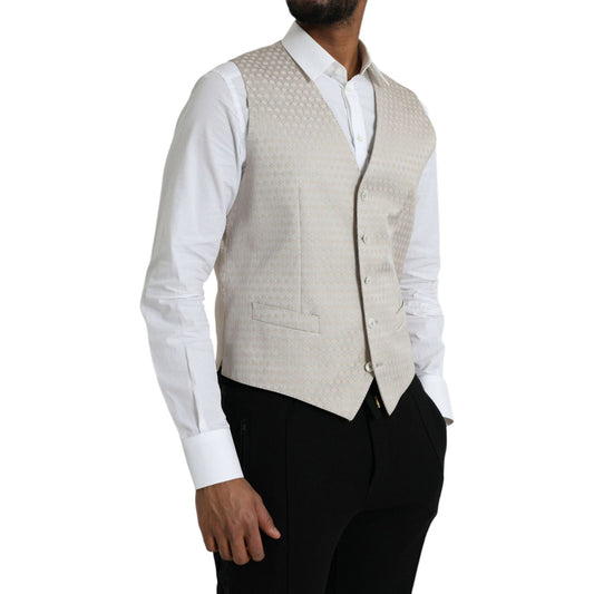 Dolce & Gabbana Off White Cotton Waistcoat Dress Formal Vest TSH851977-48