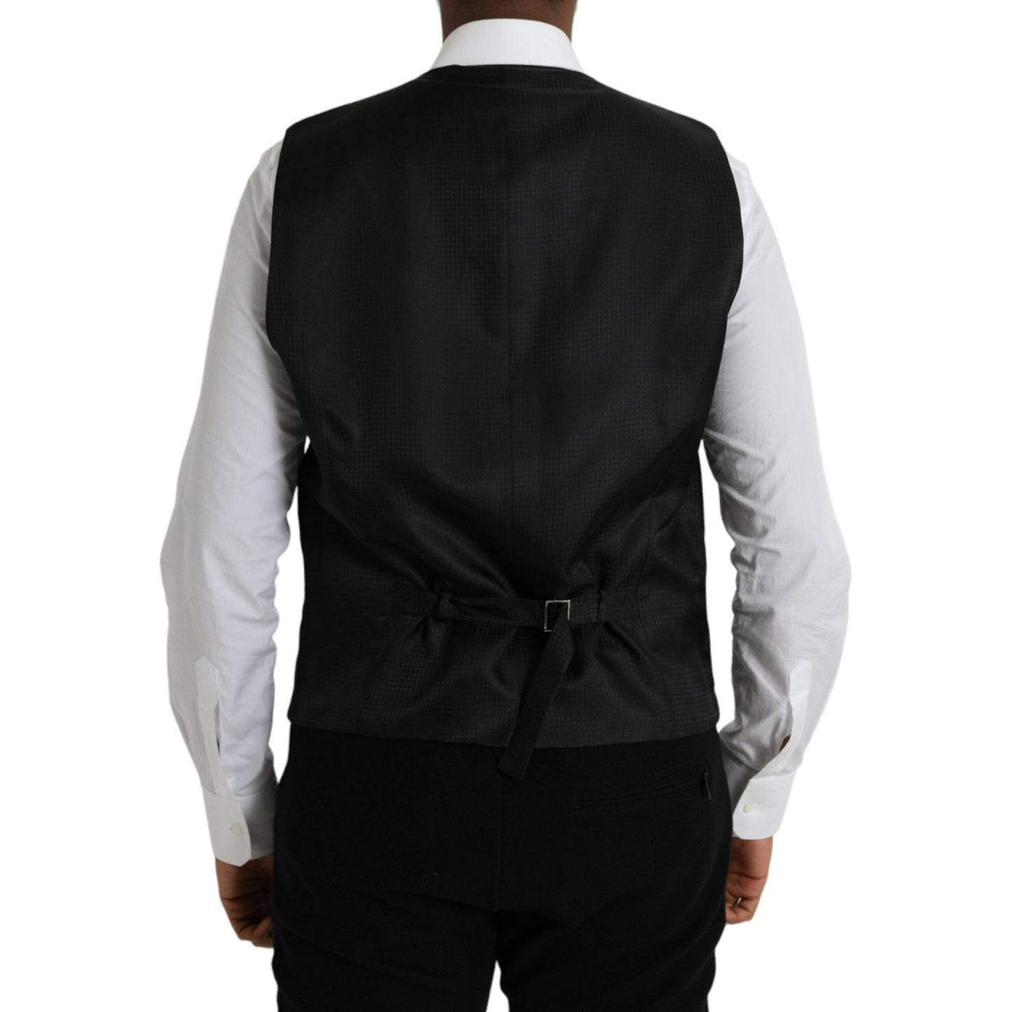 Dolce & Gabbana Black Wool Waistcoat Dress Formal Vest TSH851981-54