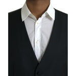Dolce & Gabbana Black Wool Waistcoat Dress Formal Vest TSH851981-54