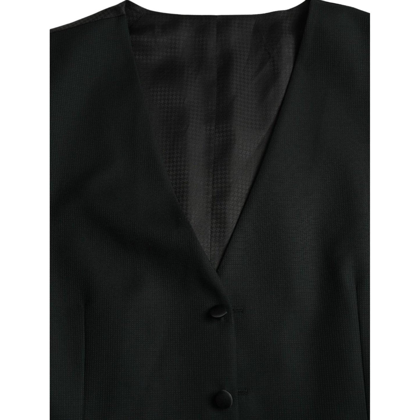 Dolce & Gabbana Black Wool Waistcoat Dress Formal Vest TSH851981-54