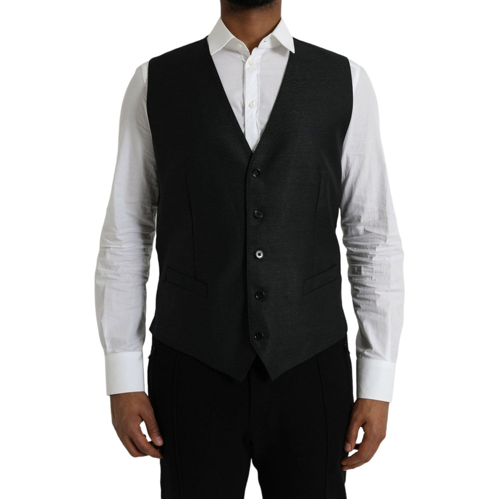 Dolce & Gabbana Black Wool Waistcoat Dress Formal Vest TSH851984-54