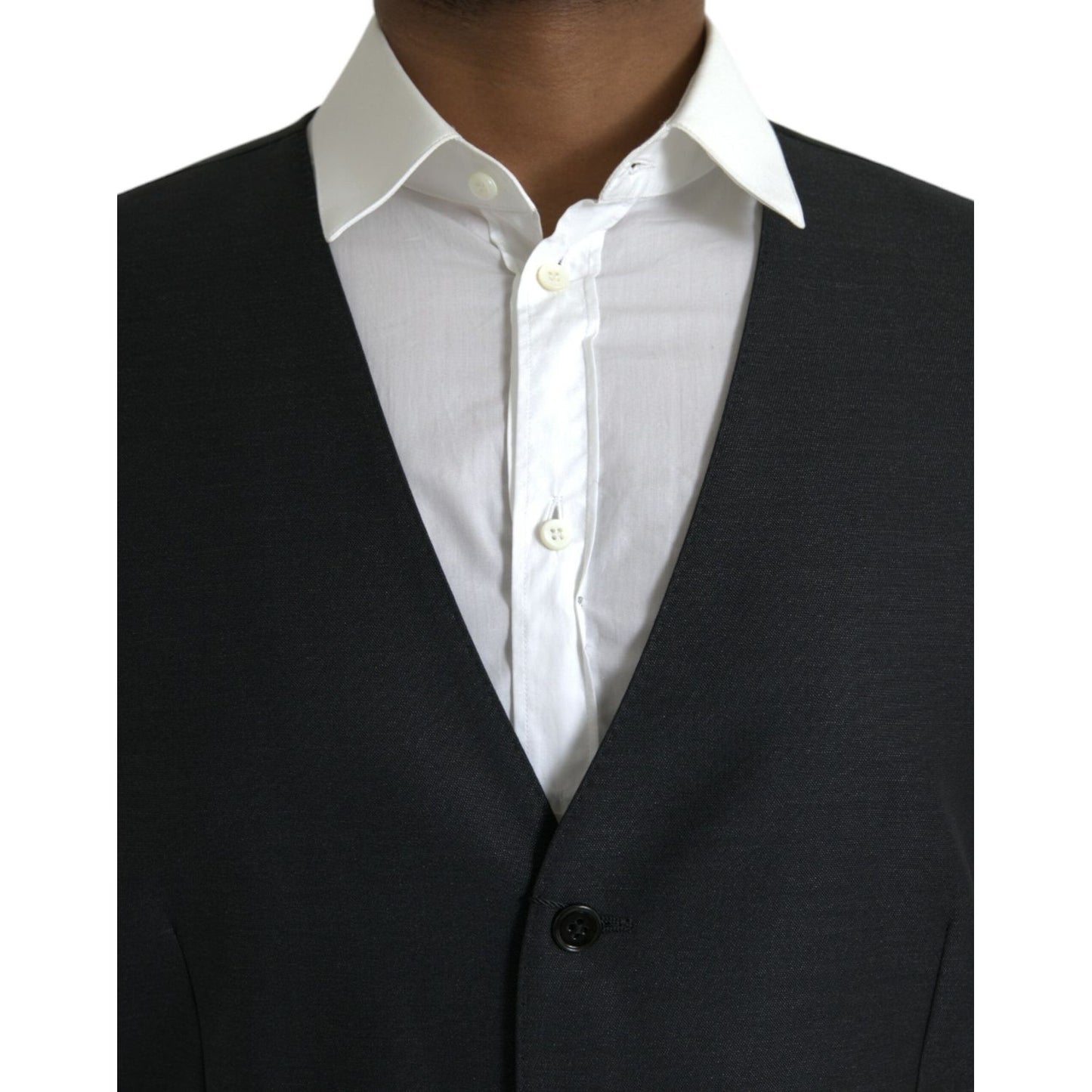 Dolce & Gabbana Black Wool Waistcoat Dress Formal Vest TSH851984-54