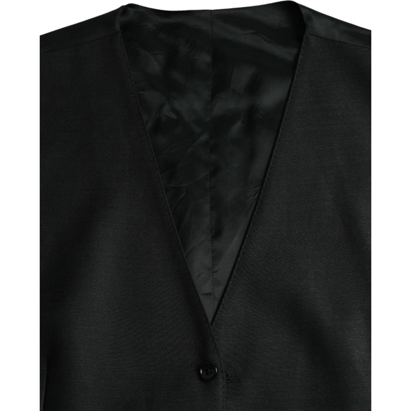 Dolce & Gabbana Black Wool Waistcoat Dress Formal Vest TSH851984-54